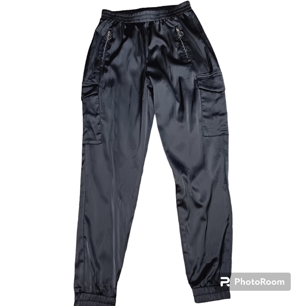 BLASHE Black Sateen Cargo Pants Women's Size S